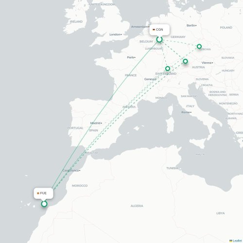 Keulen - Puerto del Rosario kaart van rechtstreekse vlucht