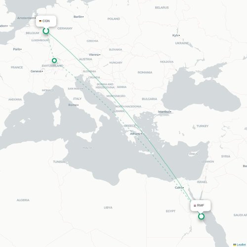 Mapa lotu bezpośredniego Kolonia – Marsa Alam