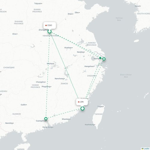 Mapa lotu bezpośredniego Czengczou – Quanzhou