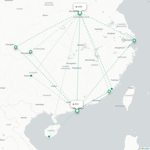 Mapa lotu bezpośredniego Czengczou – Zhuhai