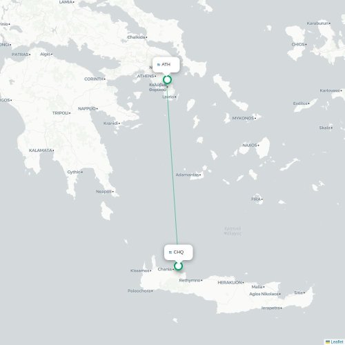 La Canée - Athènes carte du vol direct