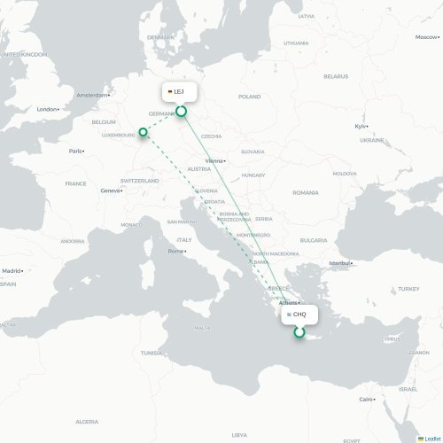 Mapa de vuelo directo La Canea - Leipzig