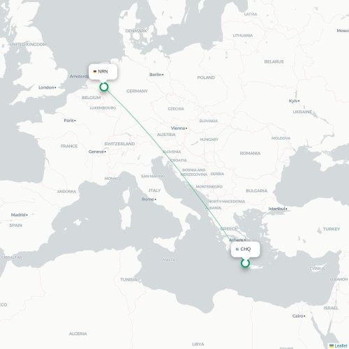 Mapa de vuelo directo La Canea - Düsseldorf