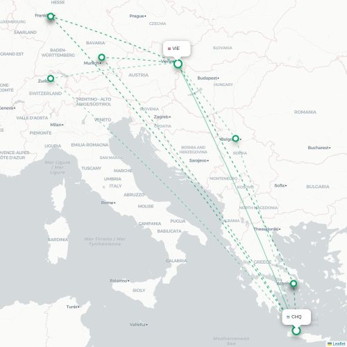 Chania - Wien karta över direktflyg