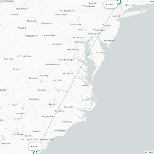 Mapa de vuelo directo Charleston - New Windsor