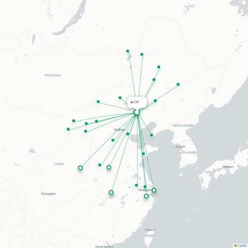 Mapa de vuelo directo Chifeng - Hinggan