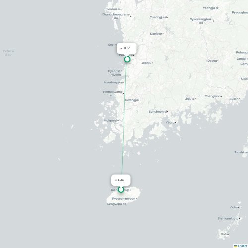 Mapa de vuelo directo Ciudad de Jeju - Gunsan