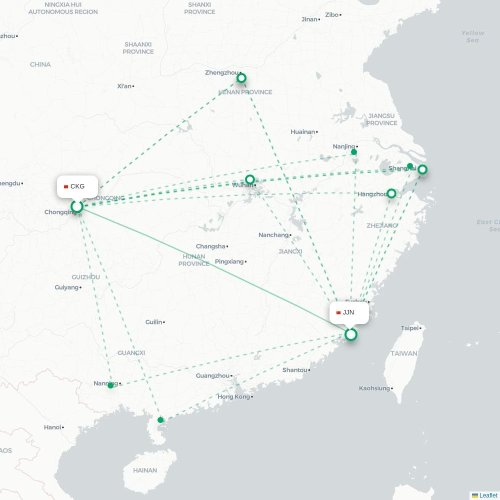 Mapa lotu bezpośredniego Chongqing – Quanzhou