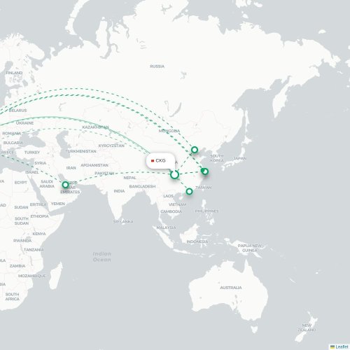 Mapa lotu bezpośredniego Chongqing – Madryt