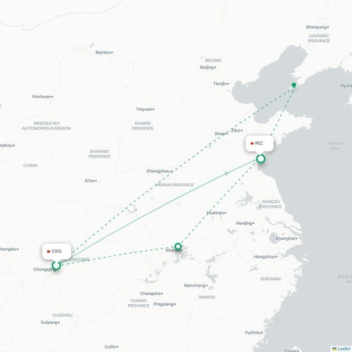 Chongqing – Rizhao suoran lennon kartta