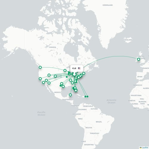 CLE routes and destination map
