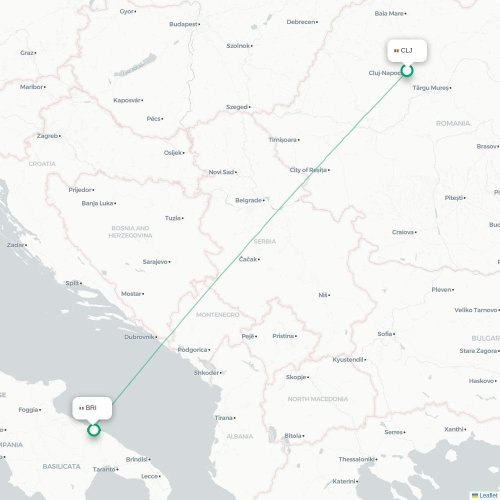 Mapa de vuelo directo Cluj - Bari