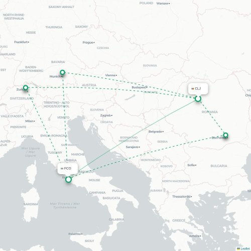 Mapa de vuelo directo Cluj - Roma