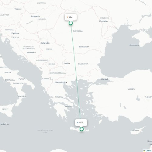 Mapa de vuelo directo Cluj - Heraclión