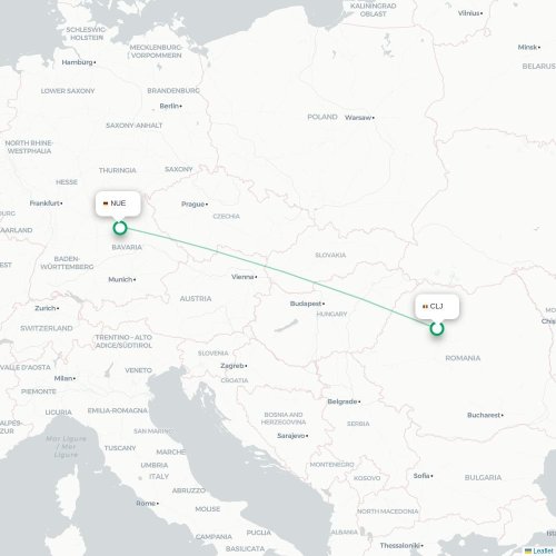 Cluj-Napoca - Nuremberg carte du vol direct