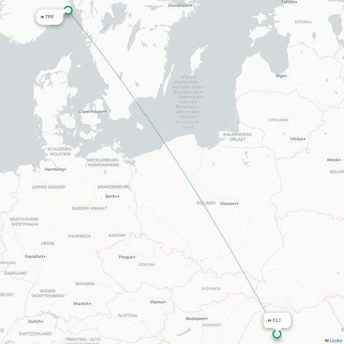 Mapa de vuelo directo Cluj - Oslo