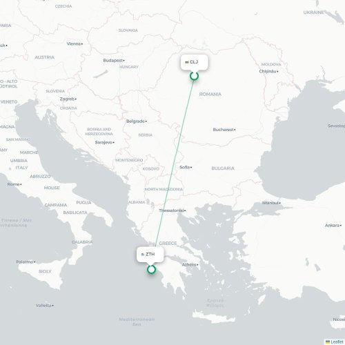 Mapa de vuelo directo Cluj - Zakynthos