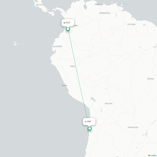 Cali - Antofagasta carte du vol direct