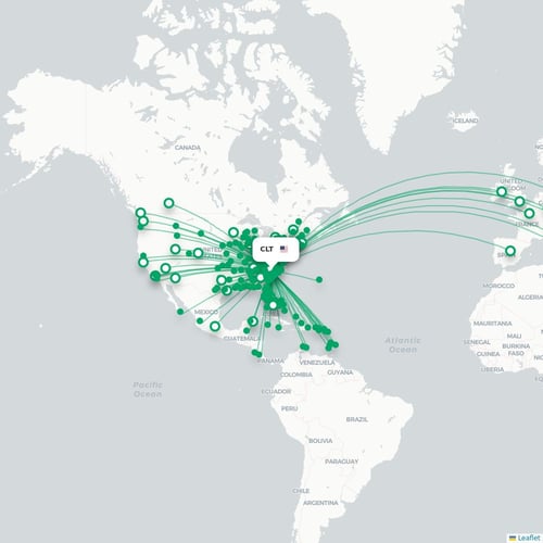 CLT routes and destination map