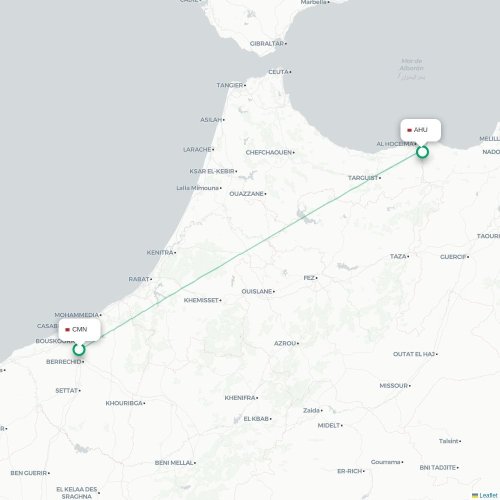 Mapa lotu bezpośredniego Casablanca – Al-Husajma