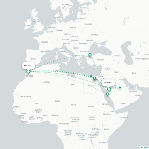 Casablanca - Medina kaart van rechtstreekse vlucht
