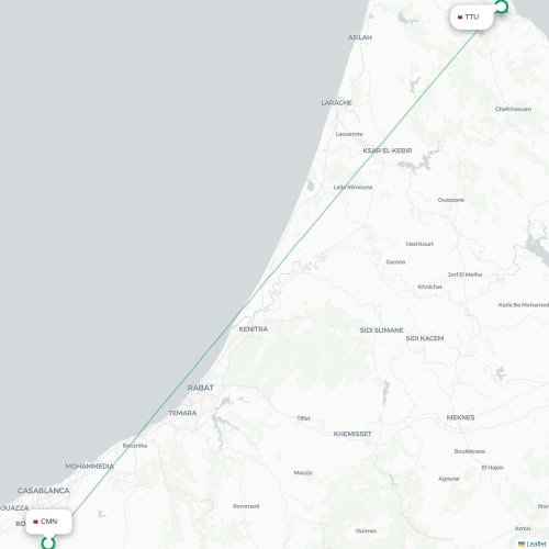 Casablanca - Tétouan kort over direkte fly
