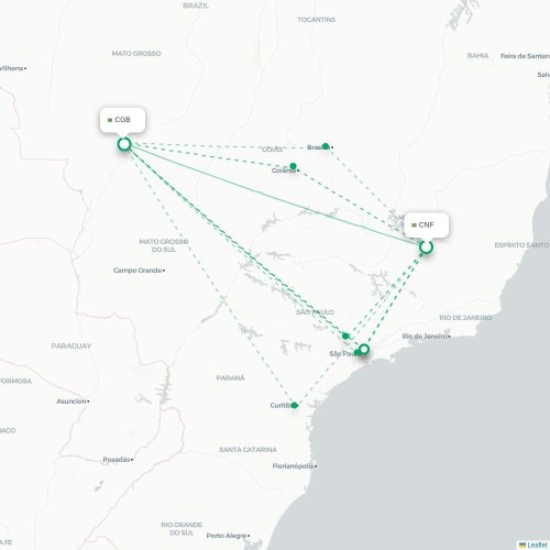 Mapa de vuelo directo Belo Horizonte - Cuiabá