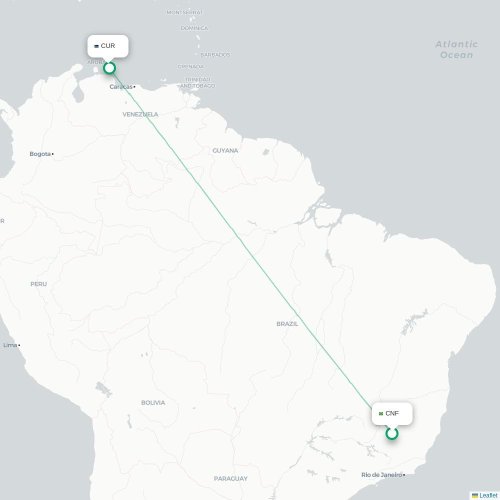 Belo Horizonte - Willemstad kaart van rechtstreekse vlucht