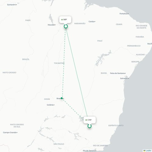 Mapa lotu bezpośredniego Belo Horizonte – Imperatriz