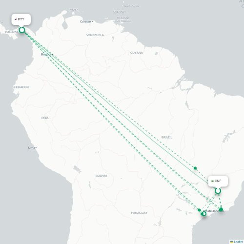 Belo Horizonte - Panama City carte du vol direct