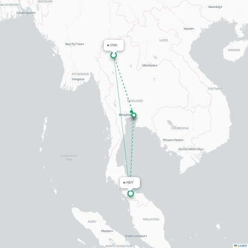 Chiang Mai - Songkhla karta över direktflyg