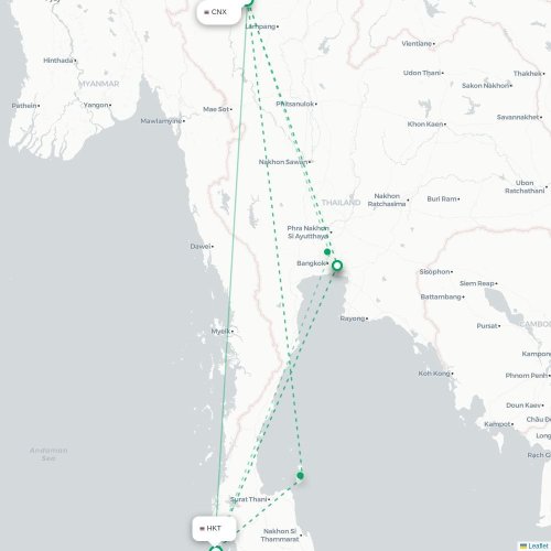 Mapa lotu bezpośredniego Chiang Mai – Phuket