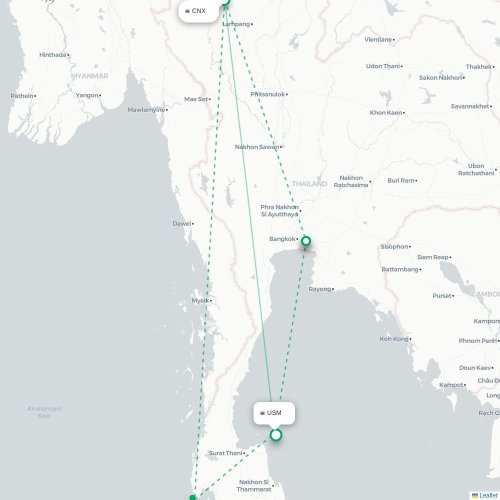 Mapa lotu bezpośredniego Chiang Mai – Ko Samui