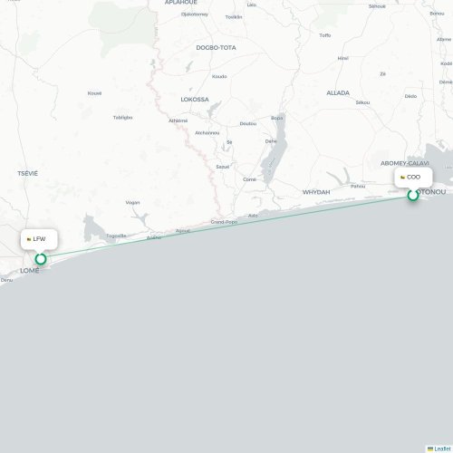 Cotonou - Lome karta över direktflyg