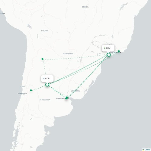 Mapa lotu bezpośredniego Kordoba – São Paulo