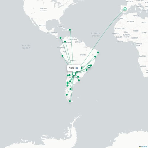 COR routes and destination map