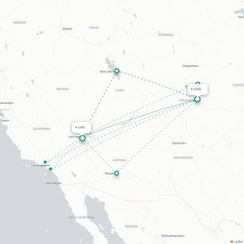 Mapa lotu bezpośredniego Colorado Springs – Las Vegas