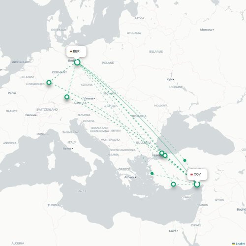 Mapa de vuelo directo Tarso - Berlín
