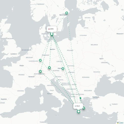 København - Kalamata kort over direkte fly