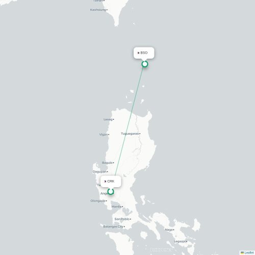 Mapa lotu bezpośredniego Angeles City – Basco