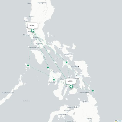 Mapa lotu bezpośredniego Angeles City – Cebu City