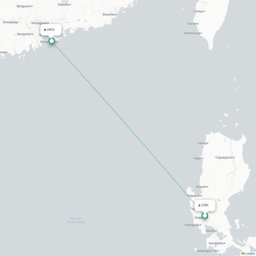 Angeles City - Hongkong kort over direkte fly