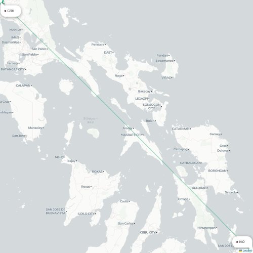 Mapa lotu bezpośredniego Angeles City – Del Carmen