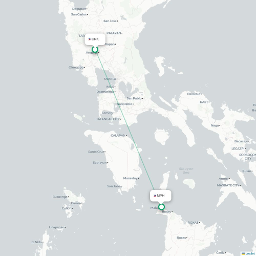Mapa lotu bezpośredniego Angeles City – Boracay