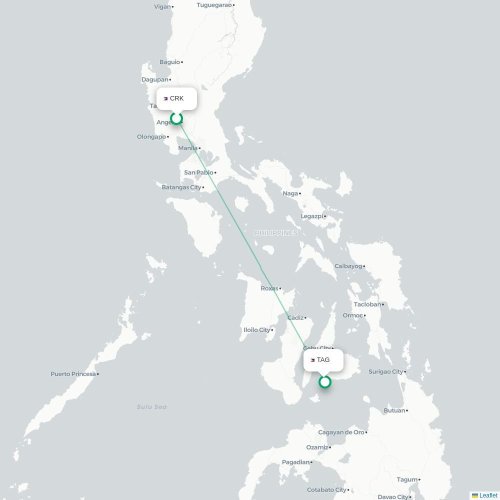 Mapa lotu bezpośredniego Angeles City – Panglao