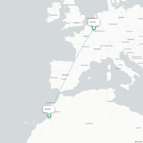 Brussel - Agadir kaart van rechtstreekse vlucht