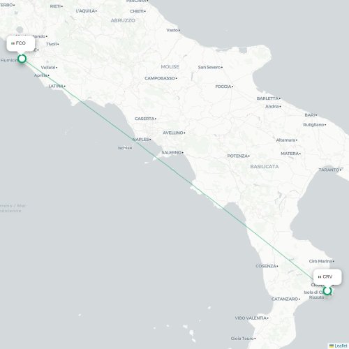 Crotone - Rome kaart van rechtstreekse vlucht