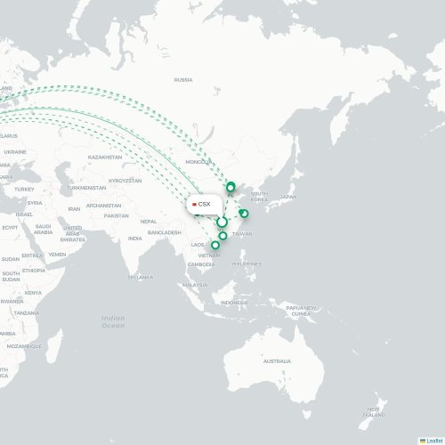 Mapa lotu bezpośredniego Changsha – Londyn