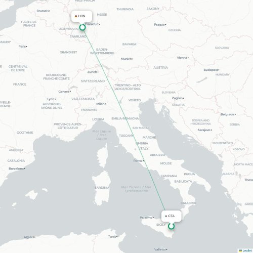 Catania - Frankfurt am Main kaart van rechtstreekse vlucht