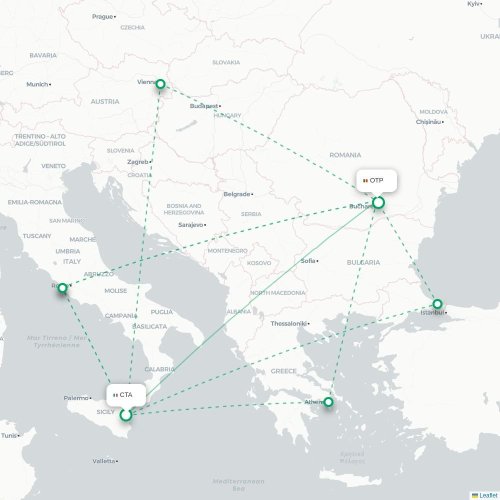 Mapa lotu bezpośredniego Katania – Bukareszt